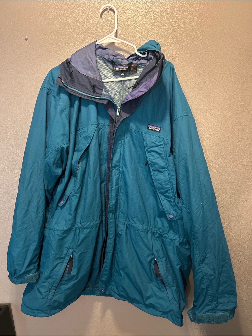 Vintage 90s Patagonia SST Fly Fishing Wading Jacket Men's XXL Teal Purple